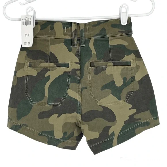 HOLLISTER NWT ULTRA HIGH RISE GREEN CAMO TWILL MOM DENIM SHORTS 00 - Picture 2 of 10